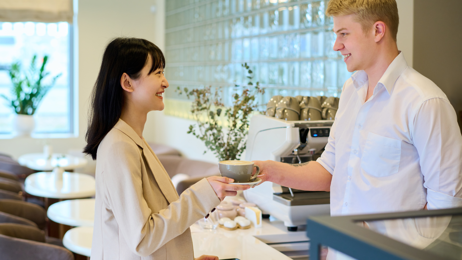 Coffee shop conversation showing practical English phrase usage